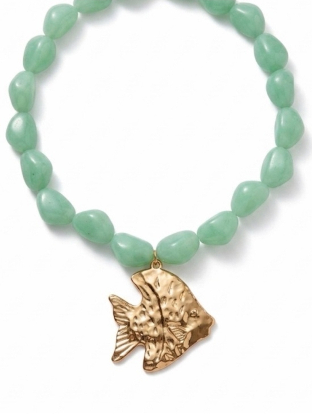 ๐โช๏ธPiper K โช๏ธMint Green Beaded 18in Necklace with Gold Fish Pendant Charm